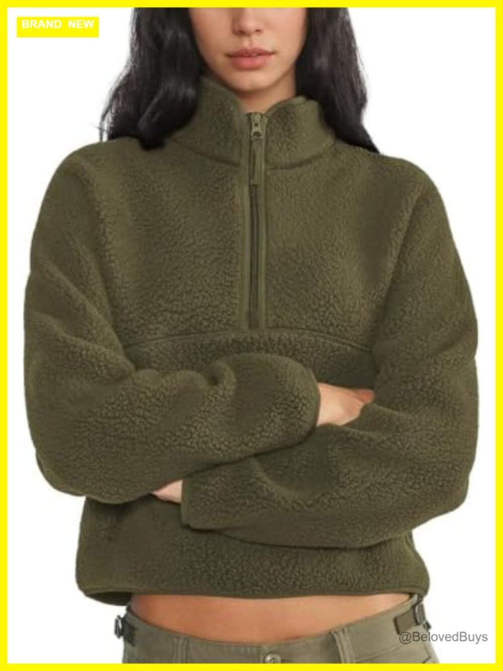 Fleece Sweatshirt Half Zip Stand Collar Sherpa Pullover Women